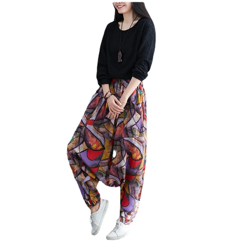 Повседневные женские свободные брюки с принтом популярные классические уличные