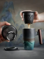 creative retro mug ceramic large tea cup coffee handmade pottery mug cups and mugs business gift set bol traditionnel chinois