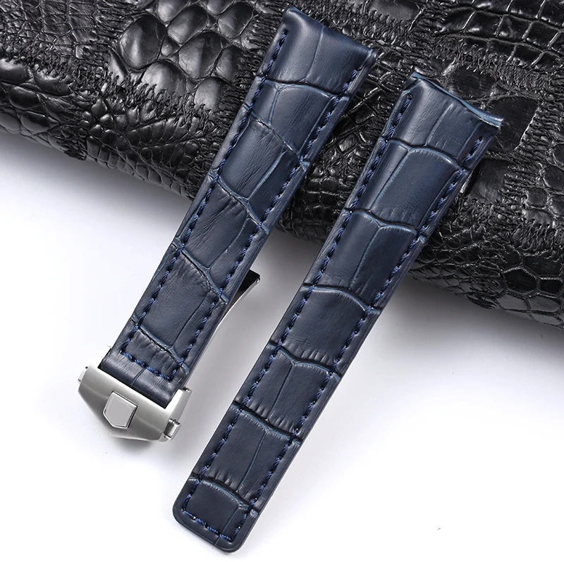 

Genuine leather bracelet 24mm 20mm 22m for tag heuer watchband men wristwatches band accessories fold buckle leather watch strap