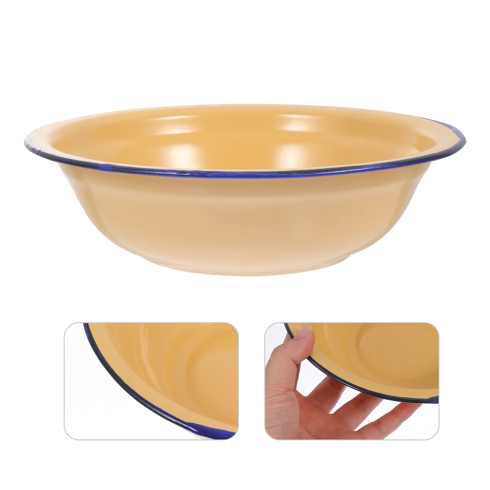 

Bowl Enamel Basin Soup Enamelware Bowls Vintage Mixing Bathroom Decor Large Serving Spa Salad Chinese Dish Wash Accessories