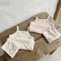 2022 summer new baby sleeveless clothes set baby girl floral vest 2pcs set infant boy cotton shorts suit kids casual outfits