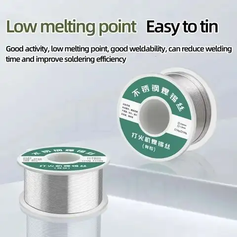 Новая зажигалка из нержавеющей стали, одноразовая медно-железо-никелевая аккумуляторная батарея, сварочная универсальная паяльная проволока, банка 50/100 г