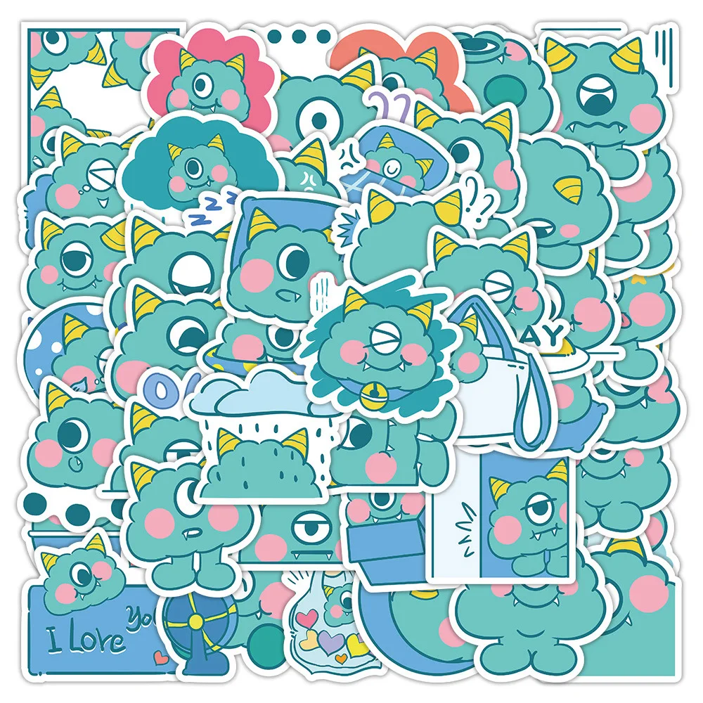 

10/30/60pcs Green Monster Cartoon Stickers Aesthetic Decals Decorative Scrapbooking Phone Laptop Waterproof Cute Kids Sticker