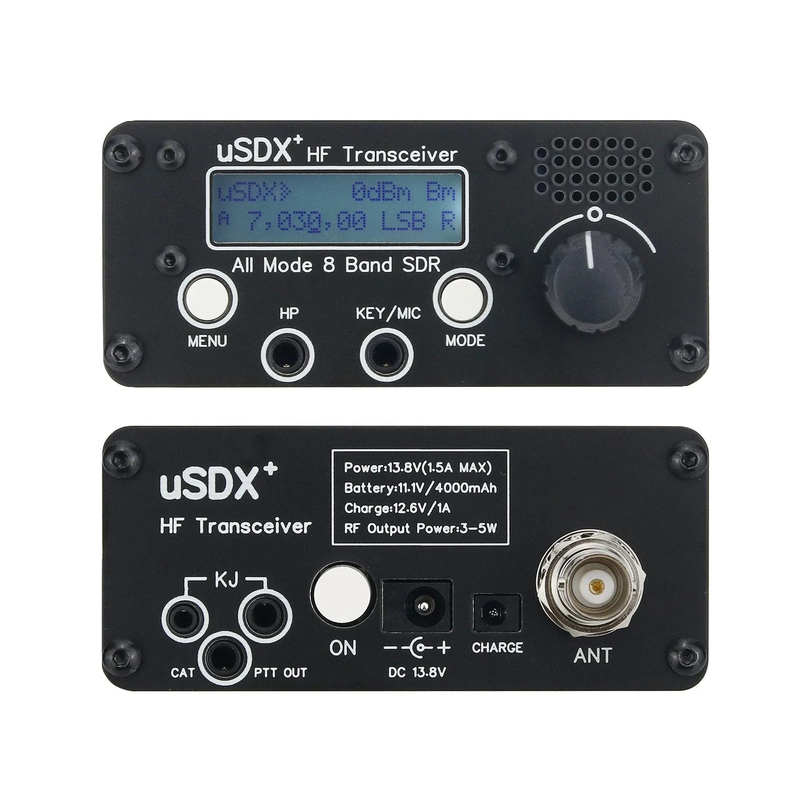 USDR USDX + Plus V2 10/15/17/20/30/40/60/80m 8-полосный SDR все режимы HF SSB QRP трансивер аккумулятор 4000