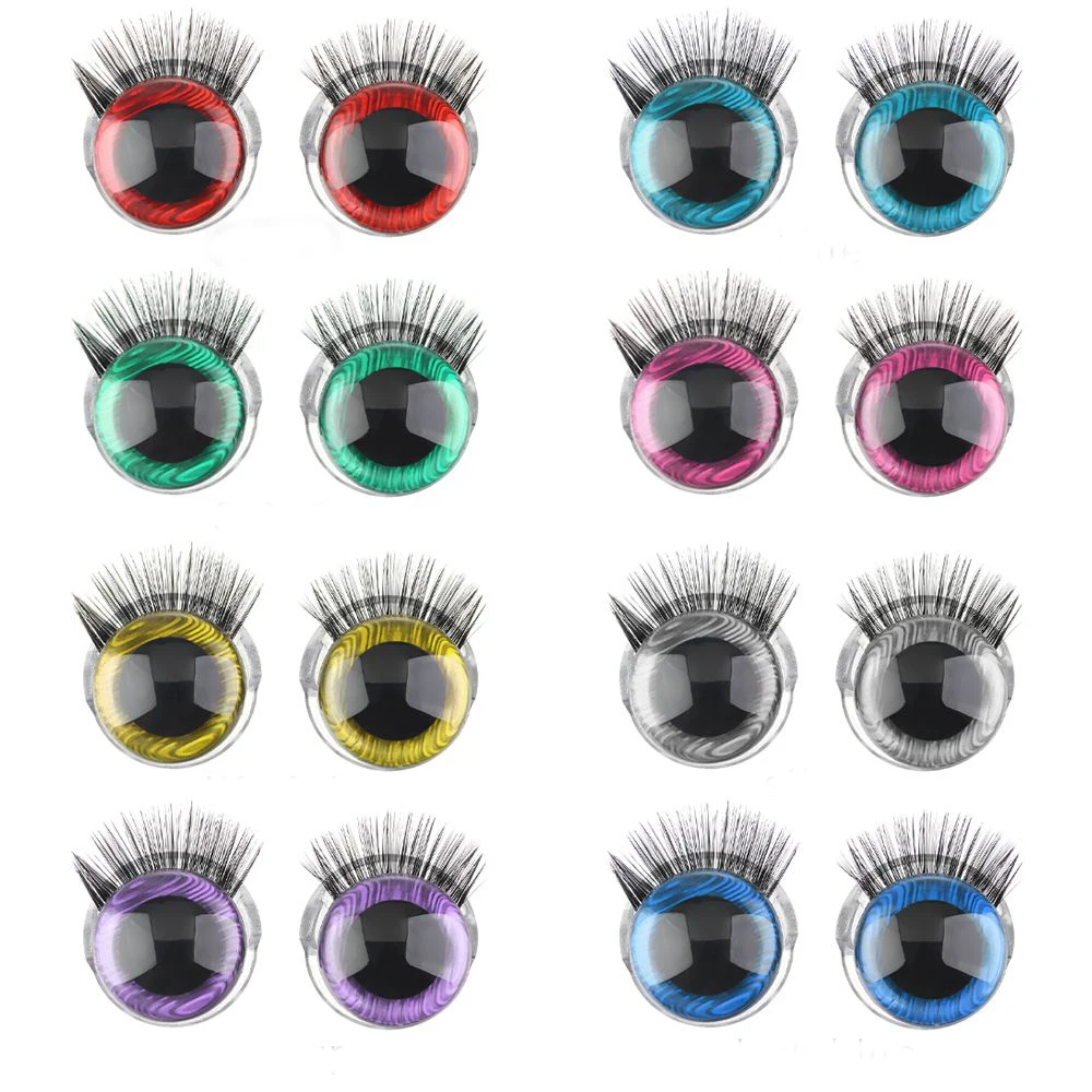 

Новые глаза для поделок 20 мм, новые модные супер 3D блестящие игрушечные глаза с лотком для ресниц + шайба для искусственных ресниц