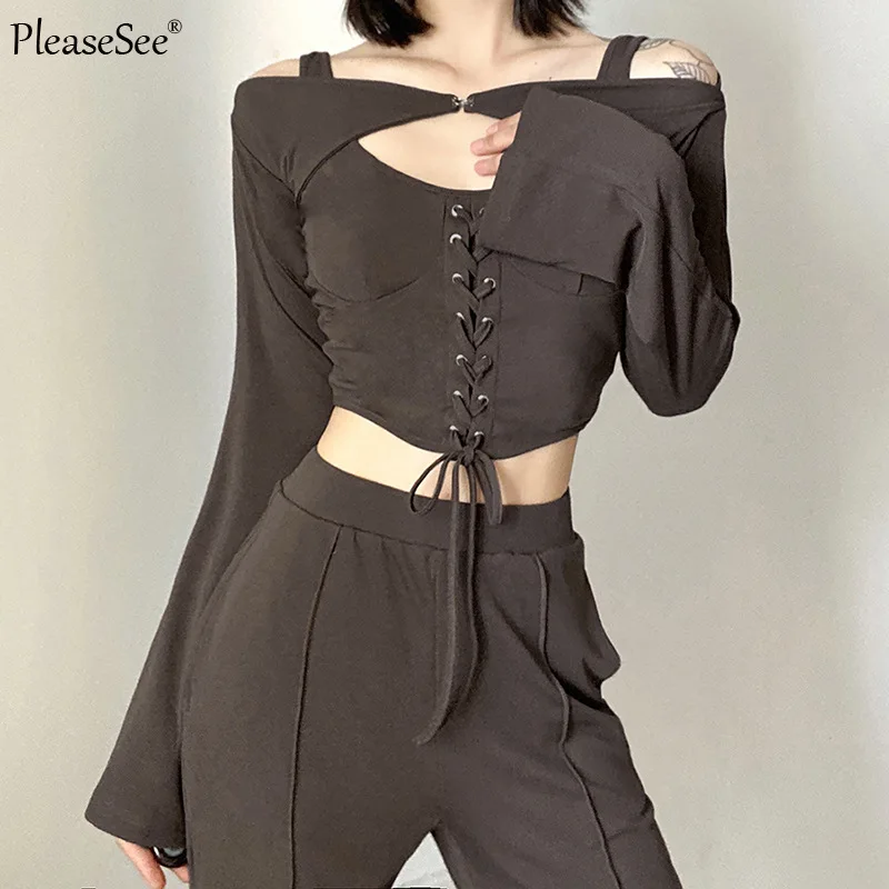 Женский комплект из 3 предметов укороченный Топ без бретелек и широкие брюки