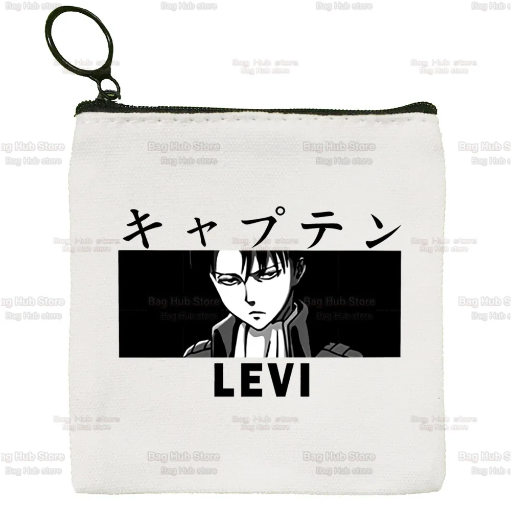 Anime Attack On Titan Cartoon Coin Purse Female Mini Canvas Levi Ackerman Eye Art Cute Key Case Coin Purse Student Wallet