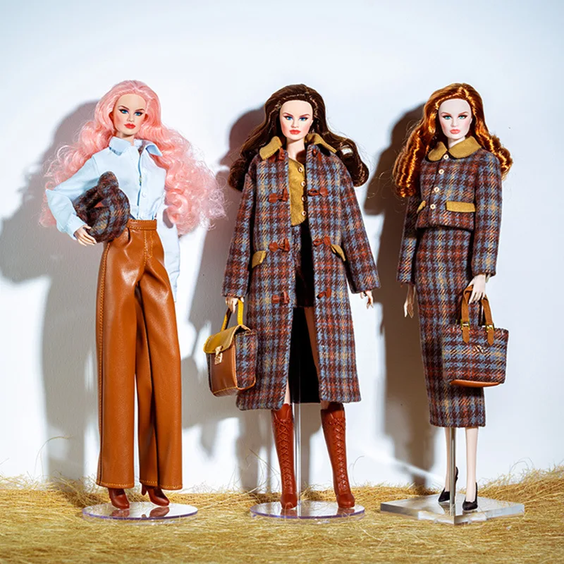 Клетчатый костюм для куклы 32 см