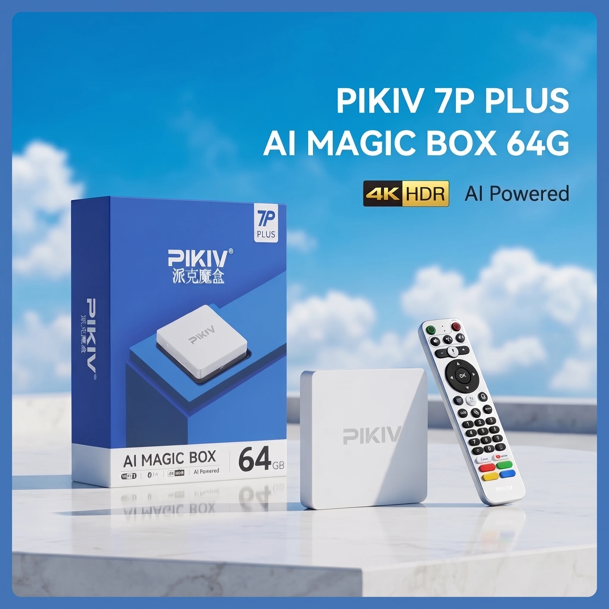 Фото Оригинальный PIKIV 7P PLUS AI Magic Box 64 ГБ 4K HDR с ИИ, 4 ГБ+64 ГБ, большой объем памяти, Wi-Fi 6 |   Пульт дистанционного управления с голосовым управлением для Smart TV Box BT 5.0 №3