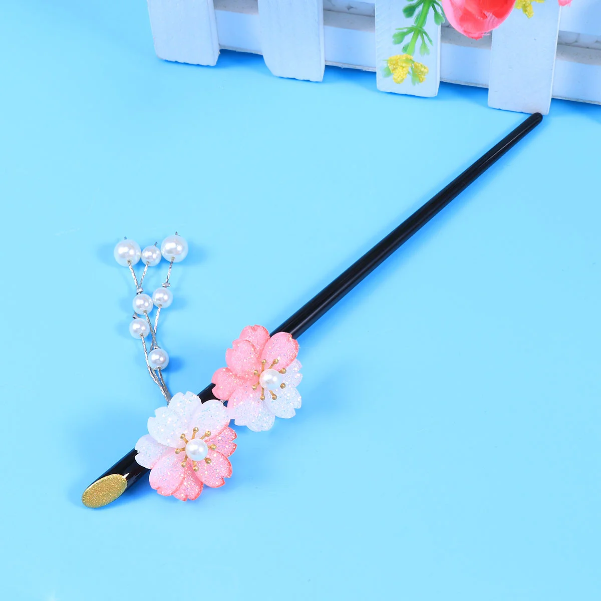 Акриловая заколка для волос винтажная палочка женщин цветы белый древний стиль