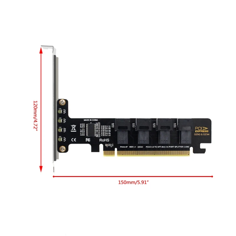 NGFF PCI-E 16X to Four U.2 U2 Kit SFF-8639 SFF-8643 NVME PCIe Адаптер твердого привода Dtate для расширения