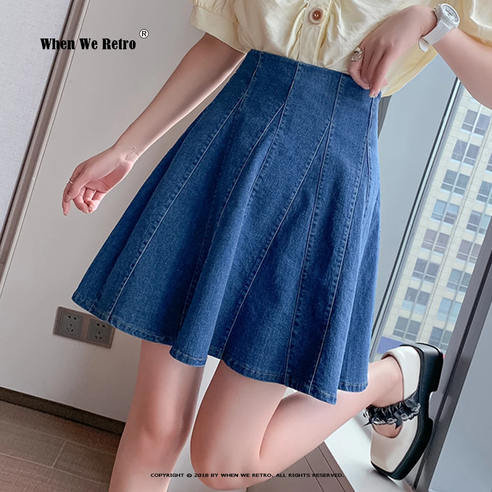 Женская джинсовая мини-юбка с высокой талией и эластичным поясом - купить по