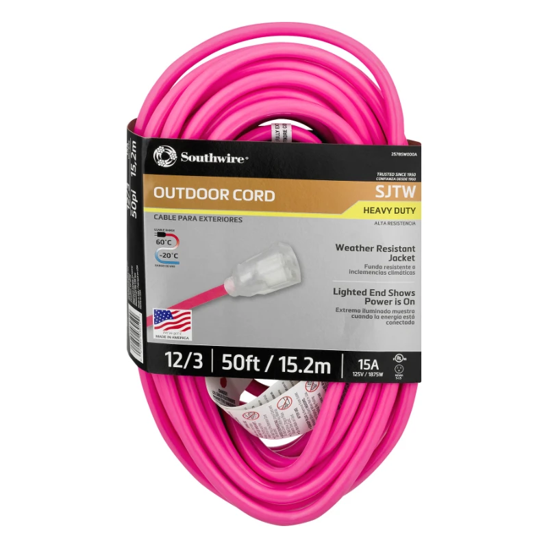 

Cable 2578SW000A 12/3 50' Neon Pink All Purpose Extension Cord