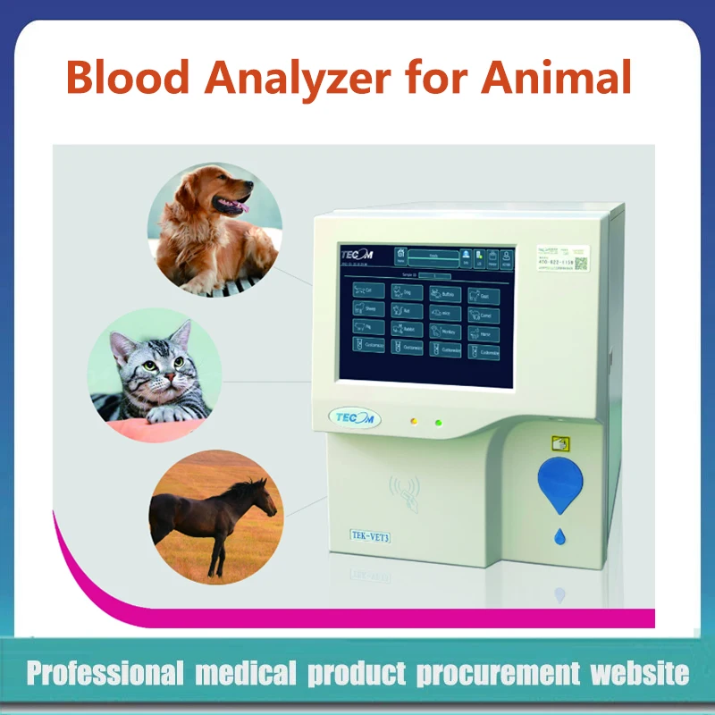 Tecom TEK-VET3 Hospital Clinical Haematology Analyser Fully Automatic Vet 3 Diff Hematology Analyzer Blood Analyzer for Animal