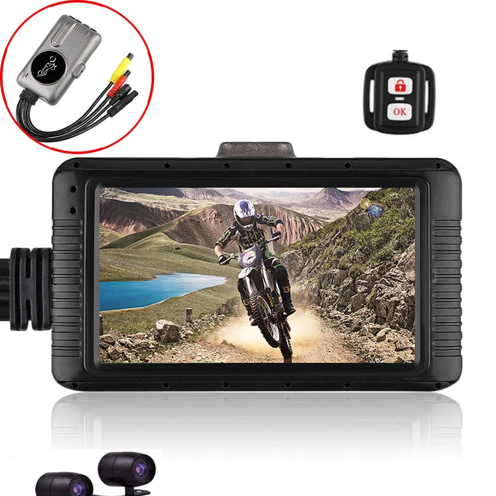 

Motorcycle Driving Recorder Front Rear Dual Lens Wide Angle Full HD 1080P Motorbike Dashcam