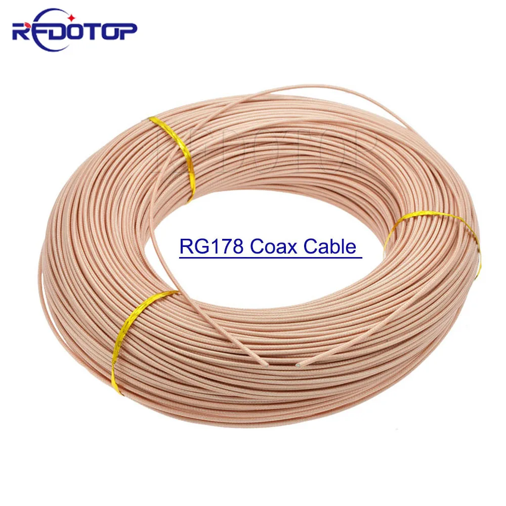 

Brown/Black/Whiter RG-178 RG178 RF Coaxial Cable Silver Plated Copper 50 Ohm Low Loss Coax Cord for Crimp Connector 1M-200M