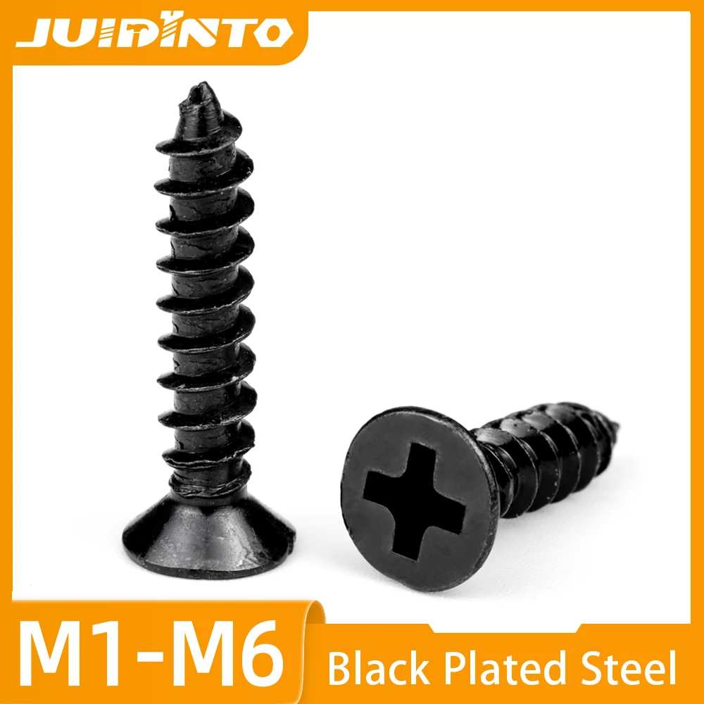 

Саморезы Phillips с плоской головкой M1 M2 M4 M5 M6 Винт с потайной головкой из черной углеродистой стали для деревянной мебели