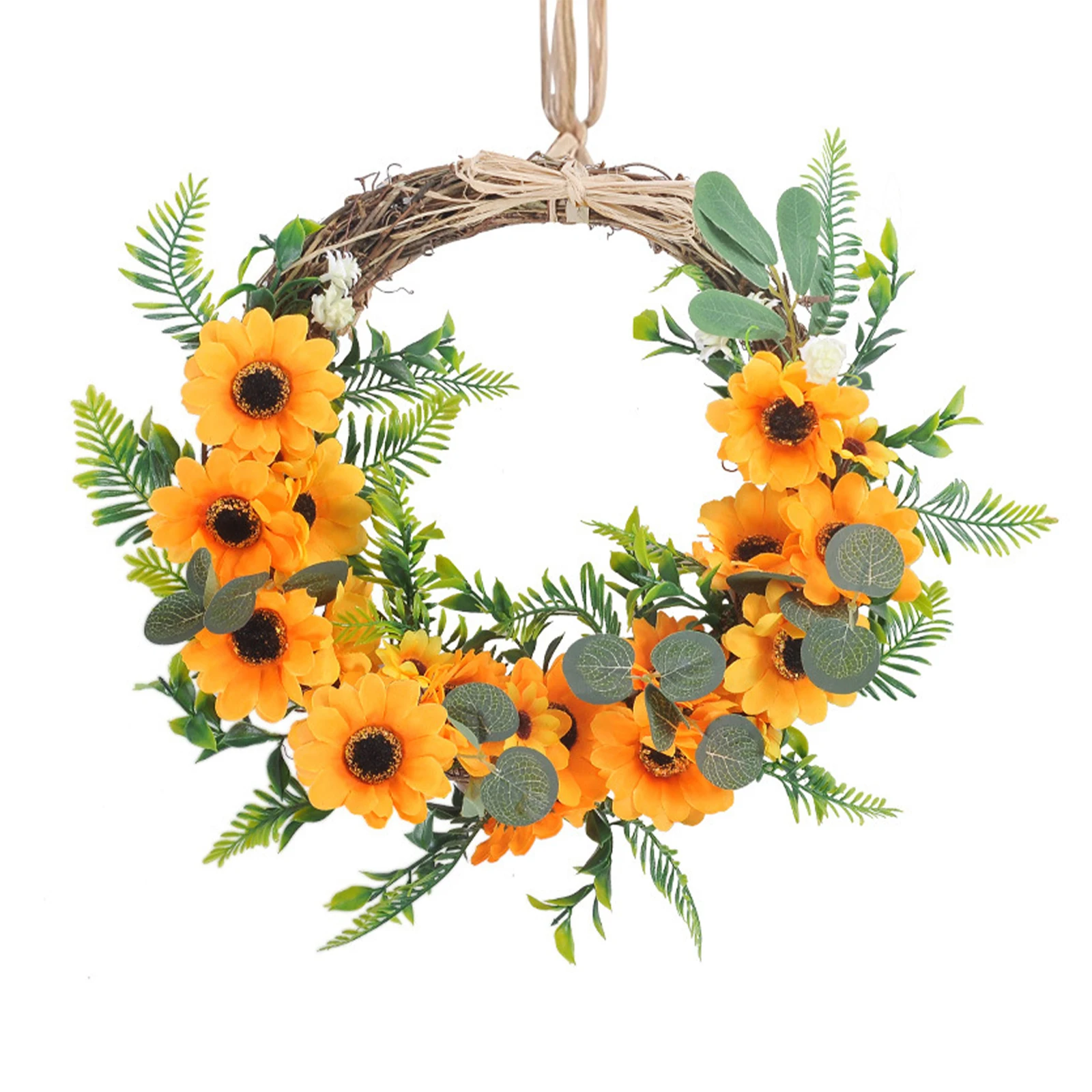

artificial Wreath Silk Cloth Sunflower Simulation Garland Pendants Spring Rattan Wreaths Home Door Ornaments