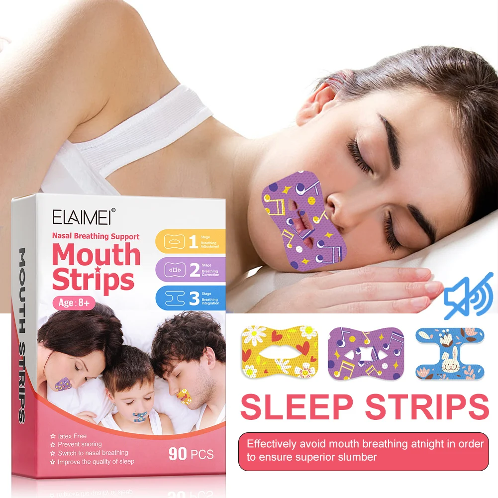 

Anti-Snoring Stickers 3 Stages Lip Nose Breathing Improving Patch Mouth Correction Tape Stop Snoring Stickers For Children Adult