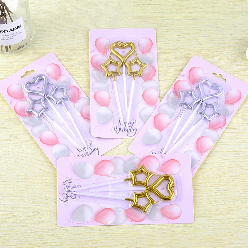 

Star Heart Gold Silver Sparkler Candle Creative Birthday Cake Toppers Wedding Christmas Decoration Party Supplies Photo Tool