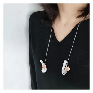 Women Fashion Daisies Earphone Necklace Earphones Anti-Lost Chain Headphone Chains Wireless For AirPods