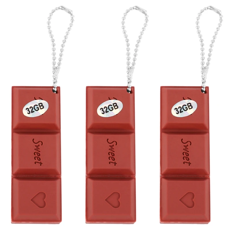 

3X Hi-Speed ​2.0 USB Flash Drives 32GB Chocolate Latch Love 3D Brown