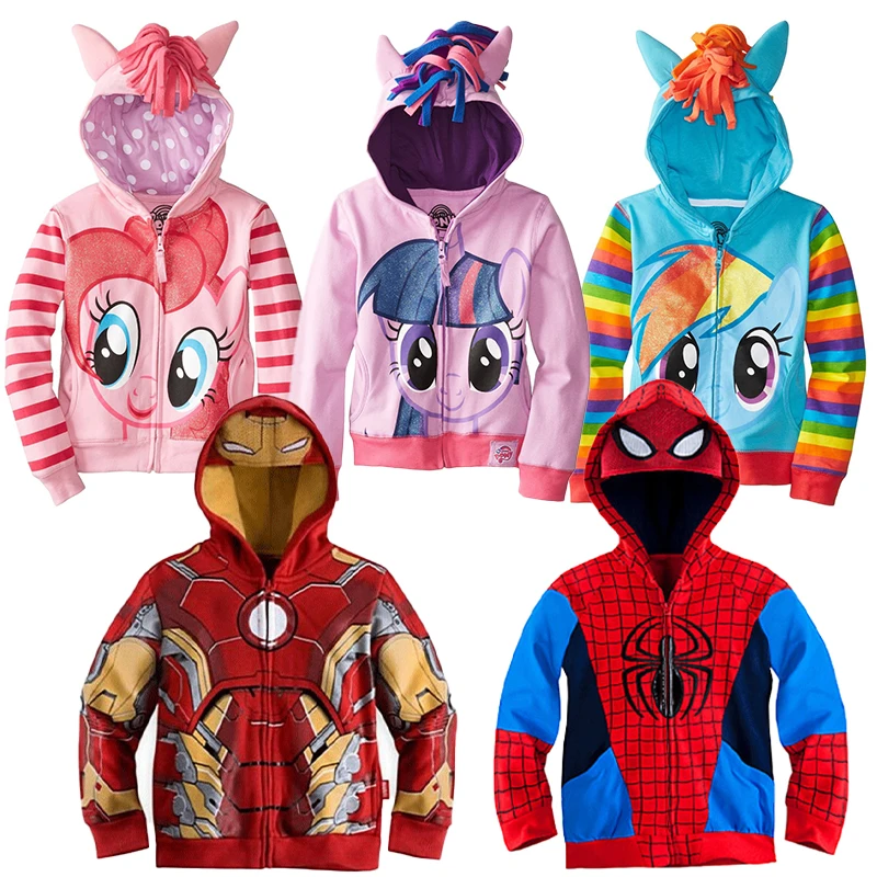 

Children's Cartoon Hooded Jacket Girls Print Coat Rainbow Pony Hoodie Boys Casual Sweater Kids Fashion Sportswear 2Y-8 Years