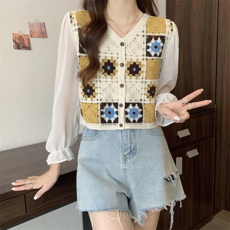 Блузка женская с цветочной вышивкой укороченный топ в стиле бохо винтажная