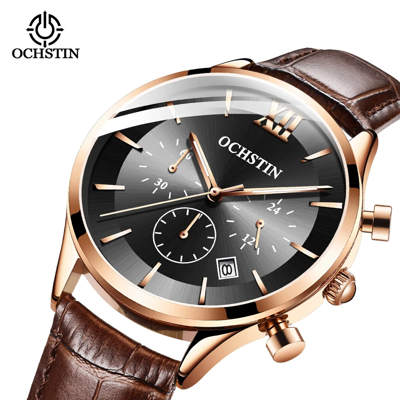 

OCHSTIN Top Brand Luxury Commander Series Fashion Men's Watch Multifunctional Quartz Automatic Date Chronograph Belt