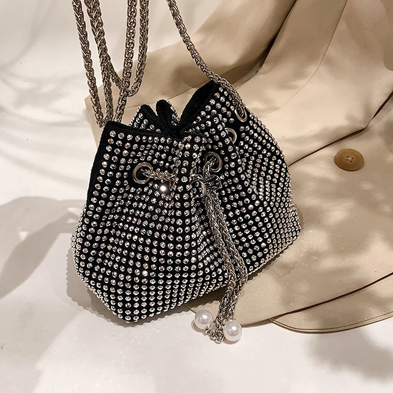 

Роскошный дизайн, искусственная вечерняя сумка через плечо, клатч, кошелек с бриллиантами, женская модная сумка для подмышек, маленькие сумочки на цепочке