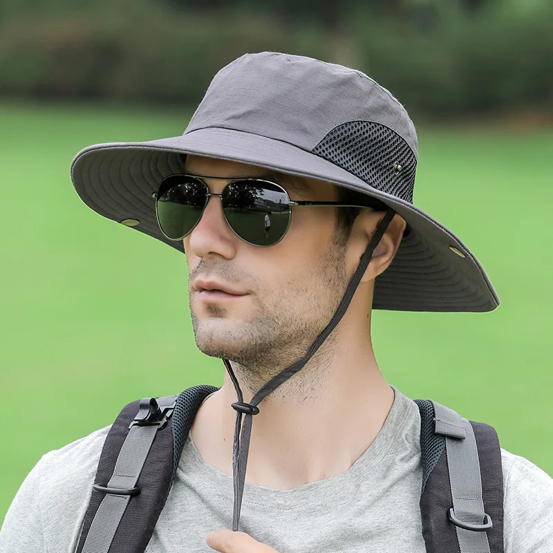 

Summer UPF50+ Sun Cap For Women Men Breathable Mesh Fisherman Caps Male Outdoor Wide Brim Hiking Fishing Hat Bucket Panama Hats