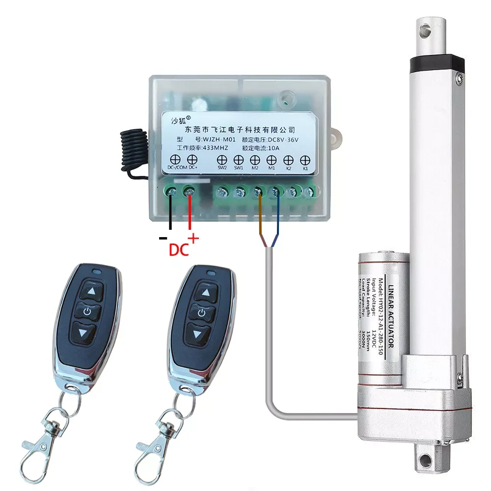 

Радиочастотный пульт дистанционного управления + линейный привод 12 В/24 В 1500N 30 Вт, металлическая Шестерня постоянного тока, электрический пр...