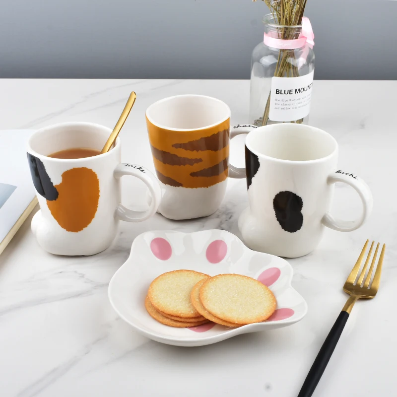 

Free Shipping Mug Coffee Cup Stereo CAT'S Paw Cup Ceramic Breakfast Cup Cute Milk Cup Cat Cup Tumbler Cup