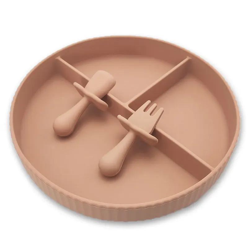 

3pcs Baby Safe Silicone Tableware Set Children's Dishes Kids Dinner Baby Solid Feeding Plate Training Bowl Spoon Fork Dining Kit