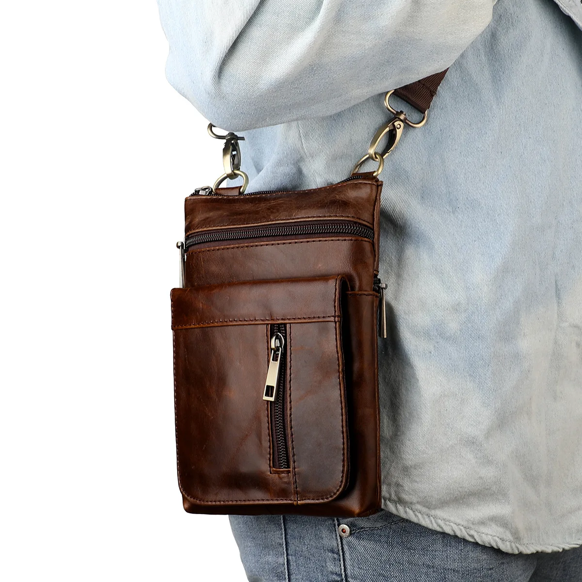 

Многослойные сумки, мягкая кожаная сумка через плечо, вертикальный мессенджер на ремне из воловьей кожи, винтажная деловая вместительная сумочка