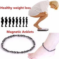 1pcs healthy lose weight magnetic natural black stone anklets for women men girls magnet ankle bracelet jewelry accessories h5d5