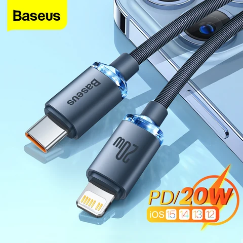 Baseus PD 20 Вт USB-кабель C для iPhone 14 13 12 11 Pro Max XR Мини-кабель для быстрой зарядки типа C для iPad USBC Кабель для передачи данных