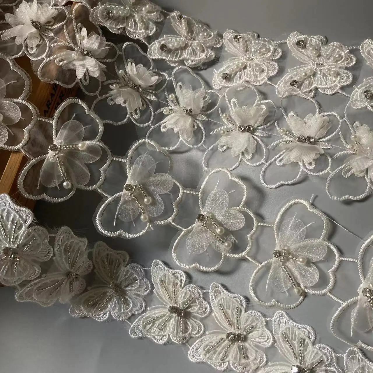 1 ярд бант жемчужная вышитая кружевная отделка Лента Ткань для шитья Лоскутное