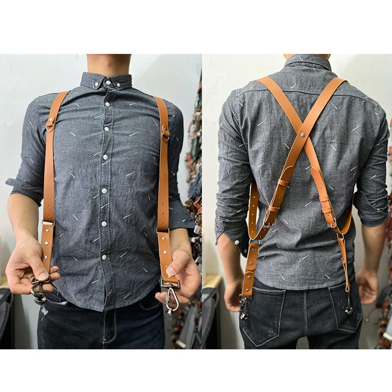 

Новые мужские подтяжки для женщин ремень для камеры для путешествий кожаный ремешок для фотографа с заклепками Ретро винтажный мужской аксессуар для мужчин