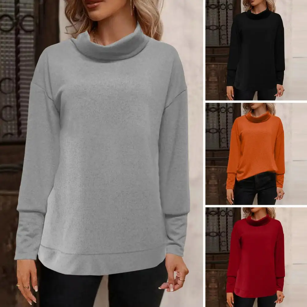 

2023 Turtleneck Bottoming Shirt Autumn and Winter Women's New Style Solid Color Brushed Long-sleeved T-shirt Basic Slim Y2k Top