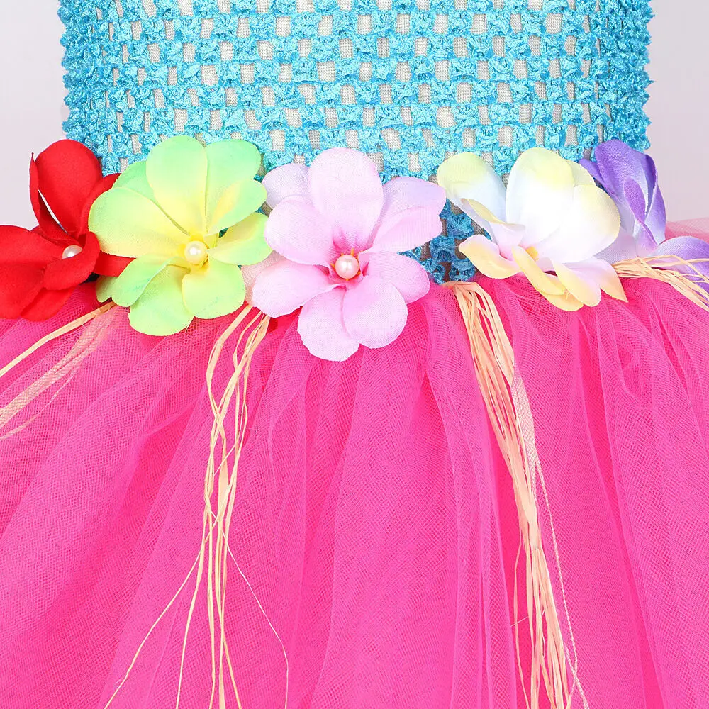 Цветы гавайская яркость для девочек яркие балетные платья детей танцевальная