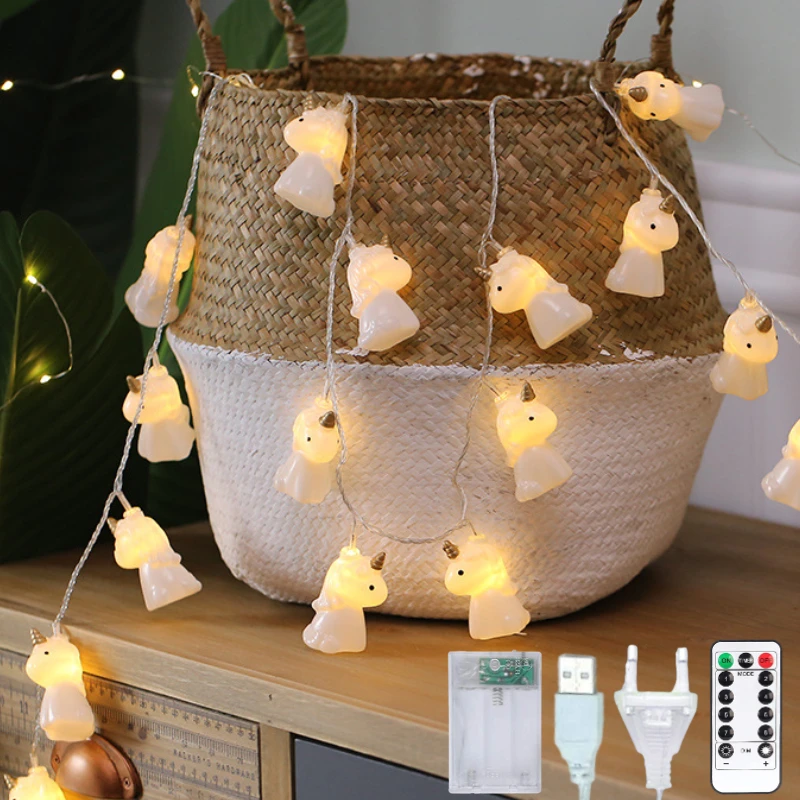 

Unicorn Led Fairy String Lights Indoor Children Bedroom Christmas Tree Garland Animal Lamp Chain Party Home Holiday Decoration