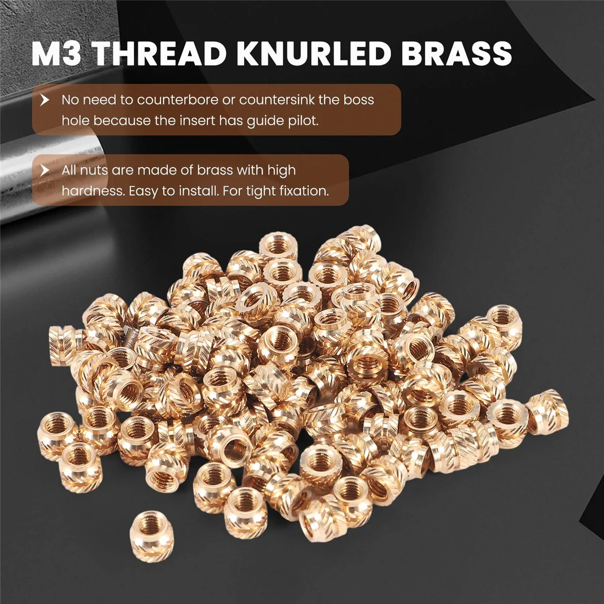 Резьба M3 латунная с накаткой термонабор термостойкая вставка M3X5X4 для 3D-принтера