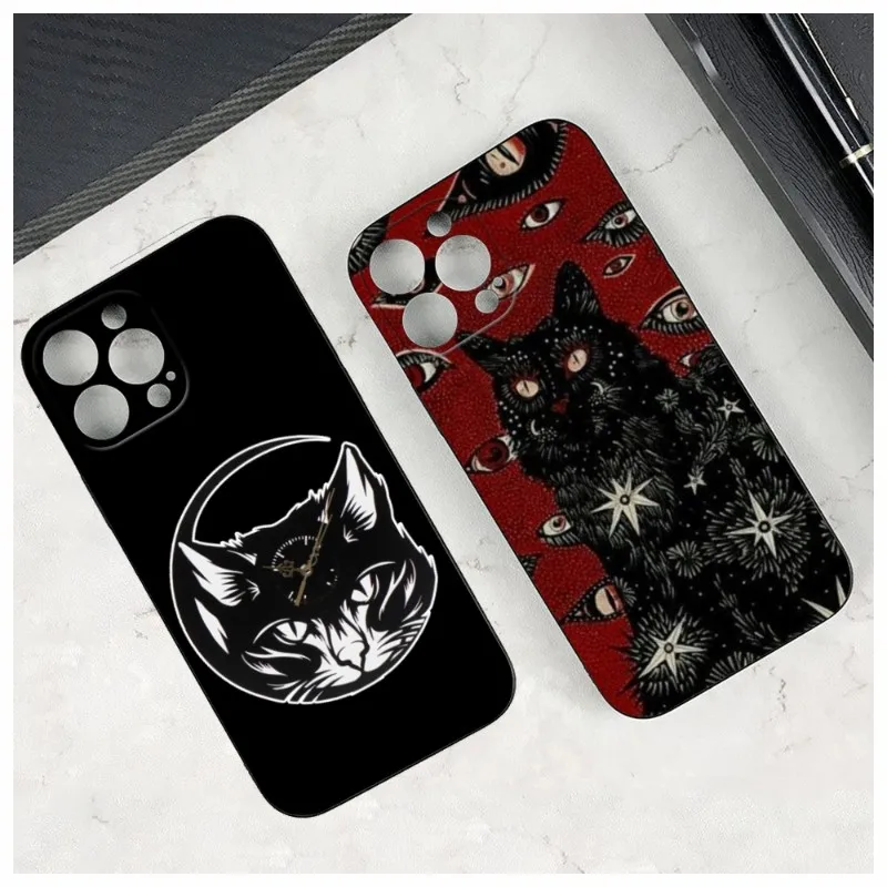 

Moon Tarot Witch Cat Phone Case For Iphone 14 12 11 13 Pro Max Mini X XR XS 7 8 Max SE 2020 Soft Phone Covers