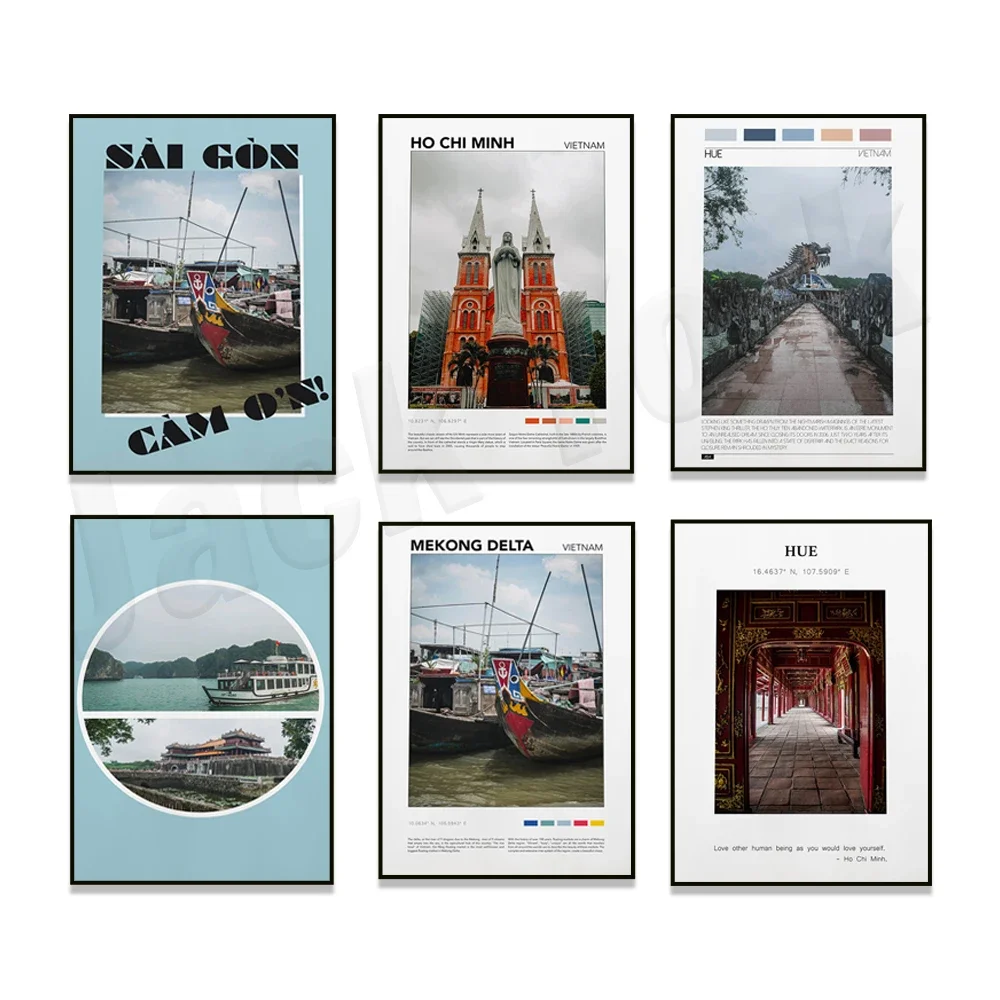 Вьетнамские принты ПРИНТ SAIGON искусство Ho Chi Minh плакат Hue Travel подарки для