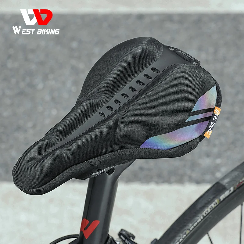 

WEST BIKING Comfortable Bicycle Seat Cover Silicone+Temperature Memory Sponge Painless Short Nose Saddle Cover MTB Road Bike