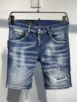 new dsquared2 mens stitching letter print denim shorts fashion slim fitting ink spray stretch five point pants a361 1