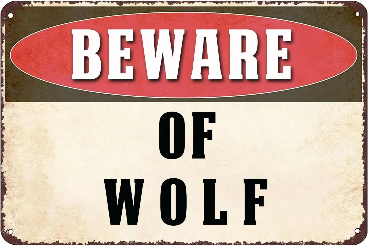 Bewre of Wolf Outdoor Metl Sgn Wrnng Sgns Retro Funny Tn для уличных заборов Yrds Decor 16x12 nch