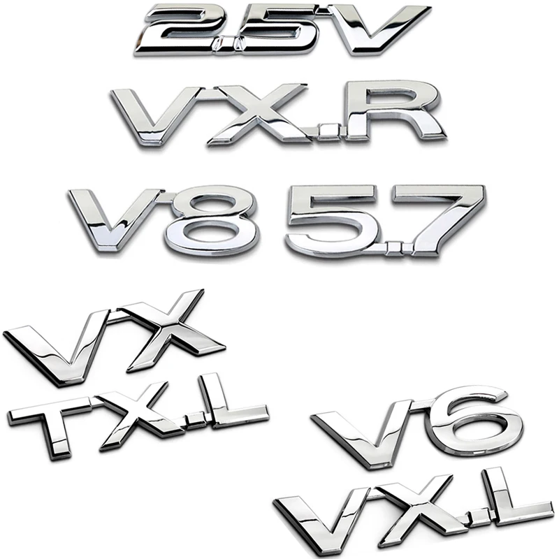 

2.5V V6 V8 VX VXR TXL VXL Emblem for Toyota Reiz Land Cruiser Prado Rav4 Tundra Trunk Lid Sticker Displacement Auto Accessories