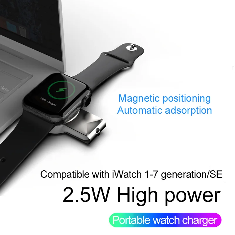 

Беспроводное магнитное умное зарядное устройство IWatch 2 в 1, USB-интерфейс Type-C для Apple Watch 2/3/4/5/6/7/SE, быстрая зарядка и портативность